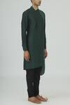 Dhruv Vaish_Green Cotton Silk Kurta Set_Online_at_Aza_Fashions