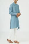 Buy_Dhruv Vaish_Blue Cotton Silk Kurta Set  _at_Aza_Fashions