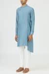 Buy_Dhruv Vaish_Blue Cotton Silk Kurta Set  _Online_at_Aza_Fashions