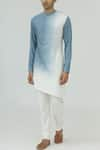 Buy_Dhruv Vaish_Blue Cotton Silk Dyed Kurta Set  _at_Aza_Fashions