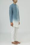 Dhruv Vaish_Blue Cotton Silk Dyed Kurta Set  _Online_at_Aza_Fashions