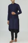 Buy_Dhruv Vaish_Blue Asymmetric Kurta Set_at_Aza_Fashions