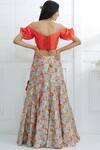 Shop_Mandira Wirk - Indian_Grey Chanderi Wide Neckline Lehenga Set _at_Aza_Fashions