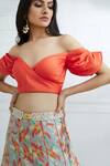 Shop_Mandira Wirk - Indian_Grey Chanderi Wide Neckline Lehenga Set _Online_at_Aza_Fashions