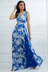 Buy_Mandira Wirk Resort_Blue Chiffon Printed Maxi Dress_at_Aza_Fashions
