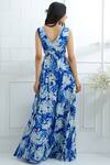Shop_Mandira Wirk Resort_Blue Chiffon Printed Maxi Dress_at_Aza_Fashions