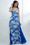 Mandira Wirk Resort_Blue Chiffon Printed Maxi Dress_Online_at_Aza_Fashions