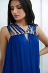 Buy_Mandira Wirk - Indian_Blue Viscose Chiffon Satin V Neck Embellished Maxi Dress_Online_at_Aza_Fashions