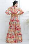 Shop_Mandira Wirk - Indian_Multi Color Chiffon Halter Printed Lehenga Set _at_Aza_Fashions