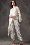 Buy_Twenty Nine_White Modal Satin Asymmetric Cape Top_at_Aza_Fashions