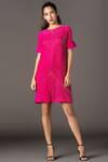 Buy_Twenty Nine_Pink Silk Round Bandhani Dress _at_Aza_Fashions