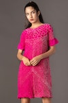 Twenty Nine_Pink Silk Round Bandhani Dress _Online_at_Aza_Fashions