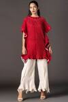 Buy_Twenty Nine_Red Silk Round Bandhani Kaftan _at_Aza_Fashions