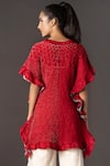 Shop_Twenty Nine_Red Silk Round Bandhani Kaftan _at_Aza_Fashions