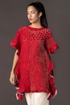Twenty Nine_Red Silk Round Bandhani Kaftan _Online_at_Aza_Fashions