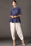 Buy_Twenty Nine_Blue Silk Round Bandhani Kedia Top_at_Aza_Fashions