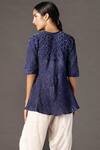 Shop_Twenty Nine_Blue Silk Round Bandhani Kedia Top_at_Aza_Fashions