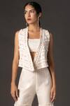 Twenty Nine_White Silk Chanderi Jacket_Online_at_Aza_Fashions