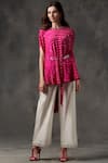 Buy Twenty Nine Pink Gajji Silk Round Bandhani Cape Top at Aza Fashions Buy_Twenty Nine_Pink Gajji Silk Round Bandhani Cape Top _at_Aza_Fashions