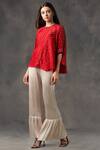 Buy_Twenty Nine_Red Gajji Silk Bandhani Round Top _at_Aza_Fashions