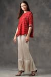 Twenty Nine_Red Gajji Silk Bandhani Round Top _Online_at_Aza_Fashions