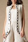 Shop_Twenty Nine_White Georgette Mirror Work Jacket_Online_at_Aza_Fashions