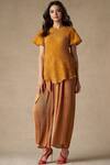Buy_Twenty Nine_Yellow Silk Bandhani Top_at_Aza_Fashions