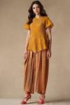 Twenty Nine_Yellow Silk Bandhani Top_Online_at_Aza_Fashions
