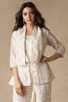 Shop_Twenty Nine_White Chanderi Short Jacket_Online_at_Aza_Fashions