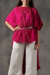 Shop Twenty Nine Pink Silk Round Bhandani Top Online at Aza Fashions Shop_Twenty Nine_Pink Silk Round Bhandani Top _Online_at_Aza_Fashions