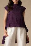 Shop_Twenty Nine_Purple Silk Round Bandhani Top _Online_at_Aza_Fashions