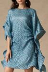 Twenty Nine_Blue Silk Crushed Kaftan Dress_Online_at_Aza_Fashions