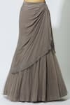 Shop_Babita Malkani_Grey Net, Crepe Round Embellished Draped Lehenga Set _Online_at_Aza_Fashions
