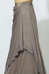 Babita Malkani_Grey Net, Crepe Round Embellished Draped Lehenga Set _at_Aza_Fashions