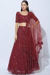 Nadine Dhody_Red Embellished Lehenga Set_Online_at_Aza_Fashions