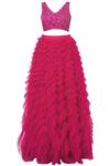 Shop_Nadine Dhody_Pink Tulle Embellished Lehenga Set_Online_at_Aza_Fashions