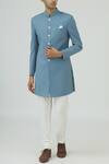 Buy_Mapxencars_Blue Silk Sherwani Set_at_Aza_Fashions