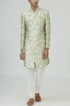 Buy_Mapxencars_White Silk Overlap Sherwani Set_at_Aza_Fashions