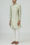 Buy_Mapxencars_White Silk Overlap Sherwani Set_Online_at_Aza_Fashions