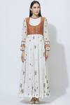 Shop_Virtuoso by Mekha and Anurag_White Chanderi Round Anarkali With Dupatta  _Online_at_Aza_Fashions