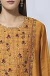 Virtuoso by Mekha and Anurag_Yellow Chanderi Round Embroidered Kurta  _at_Aza_Fashions