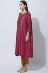 Buy_Virtuoso by Mekha and Anurag_Pink Chanderi Round Embroidered Kurta  _Online_at_Aza_Fashions