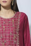 Virtuoso by Mekha and Anurag_Pink Chanderi Round Embroidered Kurta  _at_Aza_Fashions