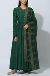 Buy_Virtuoso by Mekha and Anurag_Green Chanderi Round Anarkali With Dupatta  _at_Aza_Fashions