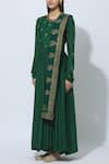 Buy_Virtuoso by Mekha and Anurag_Green Chanderi Round Anarkali With Dupatta  _Online_at_Aza_Fashions