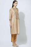 Virtuoso by Mekha and Anurag_Pink Chanderi Round Embroidered Kurta  _Online_at_Aza_Fashions