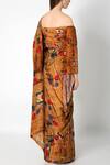 Shop_Masaba_Brown Crepe Silk Saree With Off Shoulder Blouse_at_Aza_Fashions