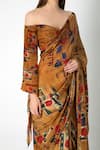 Buy_Masaba_Brown Crepe Silk Saree With Off Shoulder Blouse_Online_at_Aza_Fashions