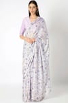 Masaba_Purple Crepe Silk Saree With Blouse Unstitched Blouse Fabric_Online_at_Aza_Fashions