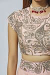 Mrunalini Rao_Peach Raw Silk Embroidered Lehenga Set_at_Aza_Fashions